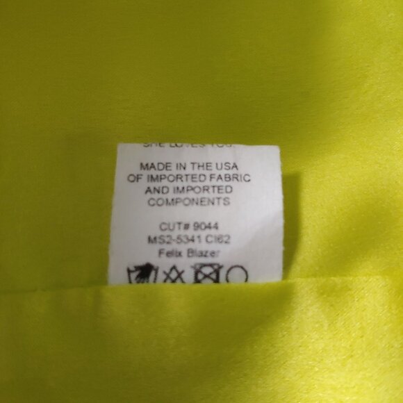 Show Me Your MuMu Felix Blazer Lime Luxe Satin Button Oversized Sz XS - Picture 13 of 14